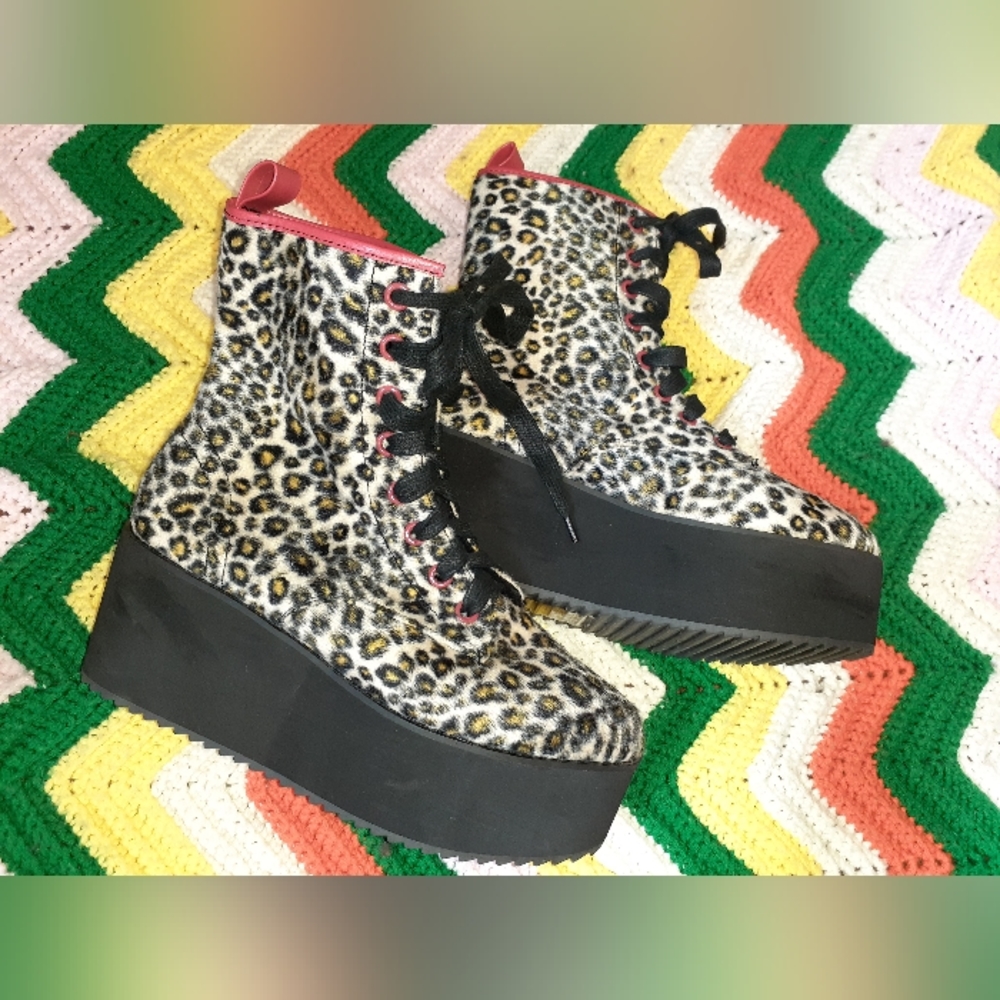 Faux Fur Leopard Platform Boots